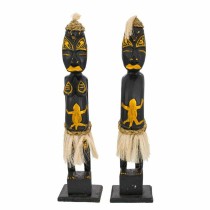 Set of Figures Alexandra House Living Black Wood Ethnic 12 x 50 x 12 cm 2 Pieces