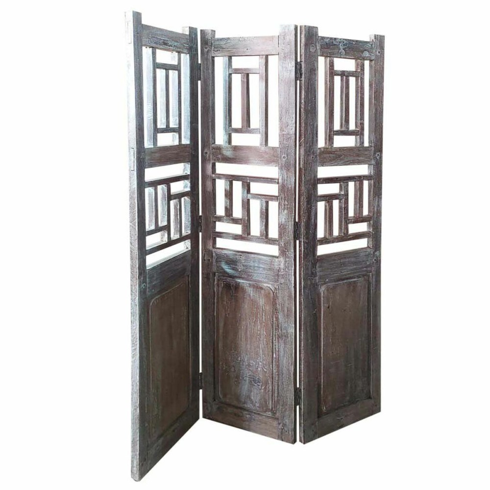 Folding screen Alexandra House Living Brown Acacia Mango wood 3 x 176 x 114 cm Traditional style