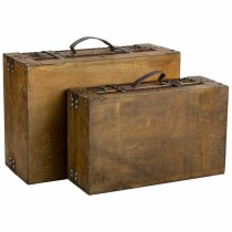 Jeu de valises Alexandra House Living Marron PVC Bois Métal Tissu Vintage 31 x 17 x 45 cm 40 x 24 x 13,5 cm Décoratif 2 Pièces