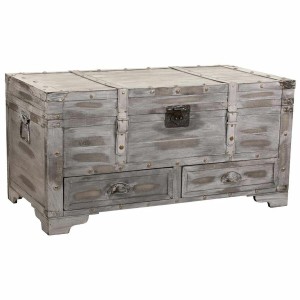 Chest Alexandra House Living Grey PVC Wood Metal 45 x 45 x 90 cm Estilo vintage