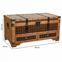 Chest Alexandra House Living Brown PVC Wood Metal Cloth 45 x 45 x 90 cm Estilo vintage