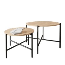 Set of 2 tables Alexandra House Living Black Oak Metal Wood MDP 50 x 40 x 50 cm 65 x 50 x 65 cm