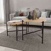 Set of 2 tables Alexandra House Living Black Oak Metal Wood MDP 50 x 40 x 50 cm 65 x 50 x 65 cm