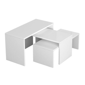 Set of 3 tables Alexandra House Living White Wood MDP 32 x 65 x 30 cm 24 x 65 x 30 cm 39 x 65 x 30 cm