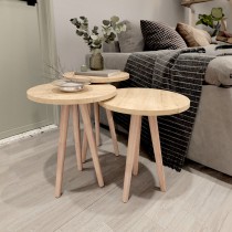 3er-Set Tischchen Alexandra House Living natürlich Eg Holz MDP 35 x 49 x 35 cm 35 x 45 x 35 cm 35 x 47 x 35 cm