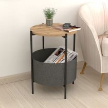 Side table Alexandra House Living Black Grey Oak Metal Wood MDP 43 x 60 x 43 cm