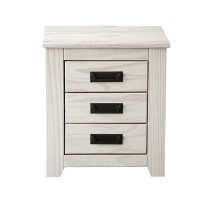 Table de Nuit Alexandra House Living Blanc Métal Bois de pin 43 x 50 x 32 cm 3 tiroirs