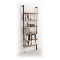 Bookshop Alexandra House Living Black Oak Metal Wood MDP 60 x 181 x 20 cm Staircase industrial 6 Shelves