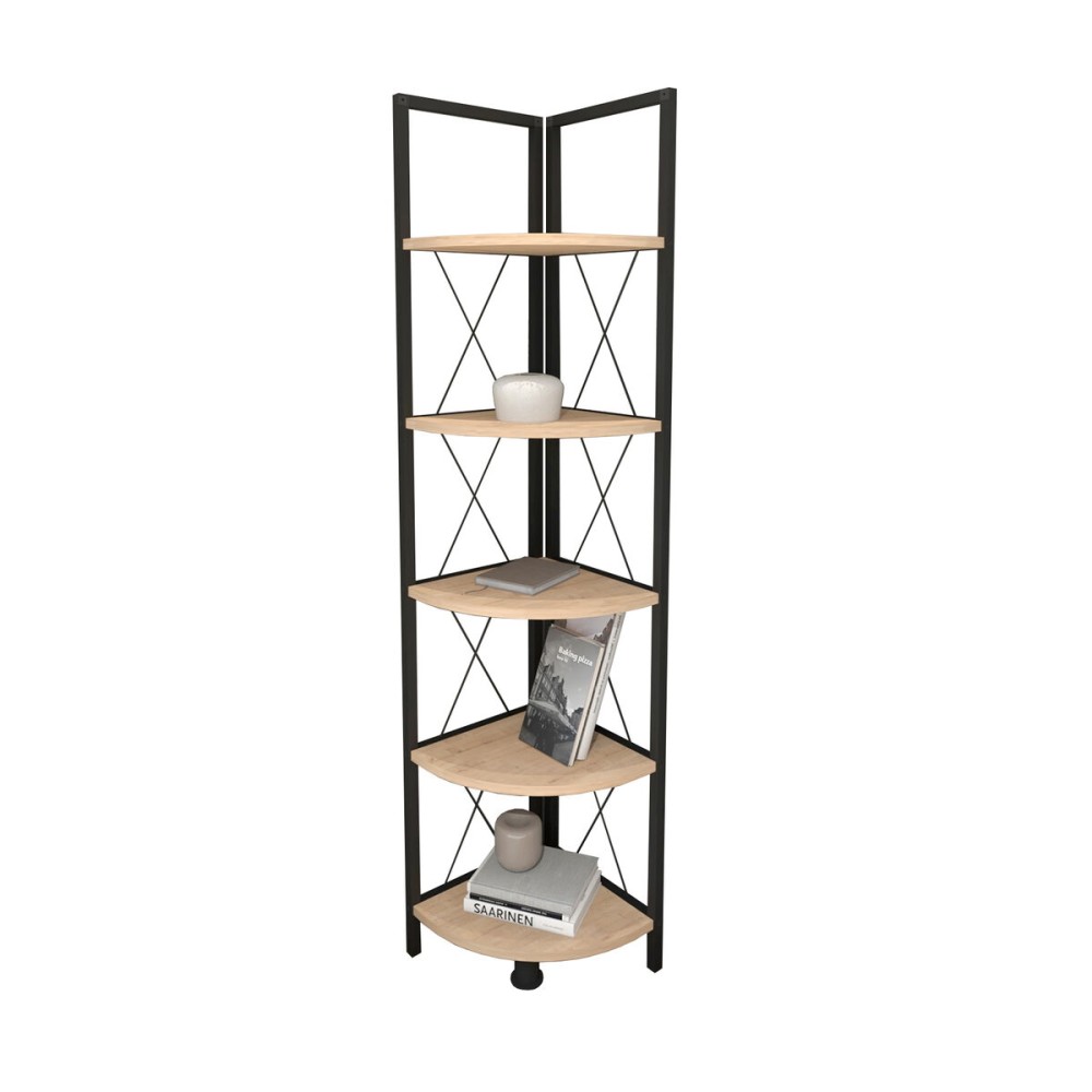 Corner Shelves Alexandra House Living Black Oak Metal Wood MDP 67 x 159 x 33 cm 4 Shelves industrial