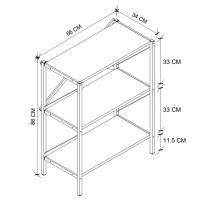 Bookshop Alexandra House Living Black Oak Metal Wood MDP 66 x 85 x 34 cm industrial 3 Shelves