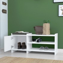 Banc à chaussures Alexandra House Living Blanc Gris 100 x 44 x 35 cm 2 Etagères 1 porte