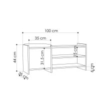 Banc à chaussures Alexandra House Living Blanc Gris 100 x 44 x 35 cm 2 Etagères 1 porte