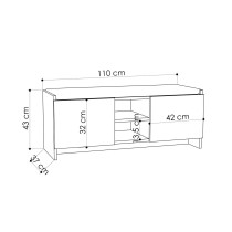 Shoe bench Alexandra House Living White Grey 110 x 43 x 37 cm 2 doors