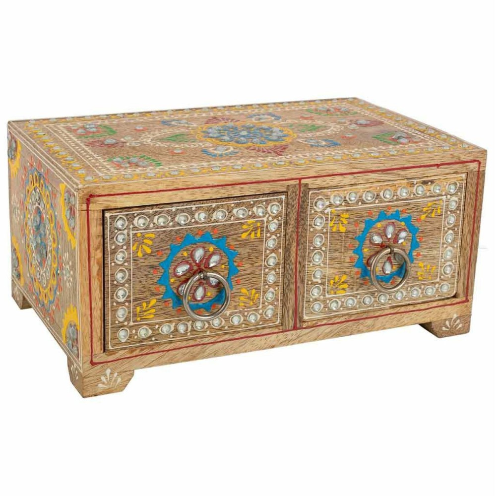 Jewelry box Alexandra House Living Multicolour Natural Mango wood MDF Wood 14 x 10 x 23 cm 2 drawers