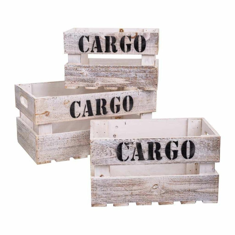 Storage boxes Alexandra House Living CARGO White Fir wood 24 x 19 x 38 cm 33 x 20 x 18 cm 28 x 15,5 x 17 cm 3 Pieces