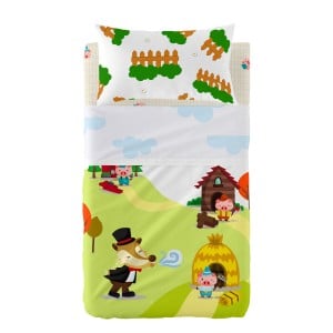 Jeu de draps HappyFriday Mr Fox Piggys Multicouleur Lit de bébé 2 Pièces