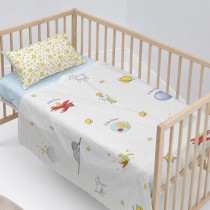 Jeu de draps HappyFriday Le Petit Prince Son monde Multicouleur Lit de bébé 2 Pièces