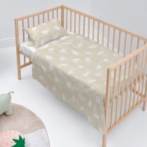 Bedding set HappyFriday Basic Kids Clouds Beige Baby Crib 2 Pieces