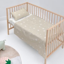 Bettwäsche-Set HappyFriday Basic Kids Little star Beige Babybettchen 2 Stücke