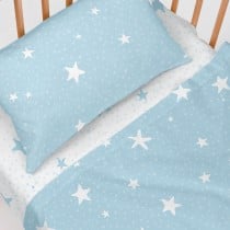 Jeu de draps HappyFriday Basic Kids Little star Bleu Lit de bébé 2 Pièces