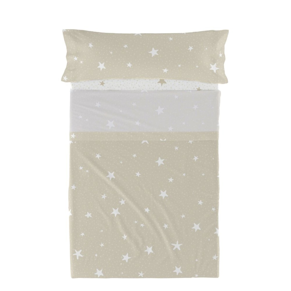 Bedding set HappyFriday Basic Kids Little star Beige Single 180 x 270 cm 2 Pieces