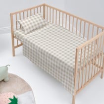 Bettwäsche-Set HappyFriday Basic Kids Vichy Beige Babybettchen 2 Stücke