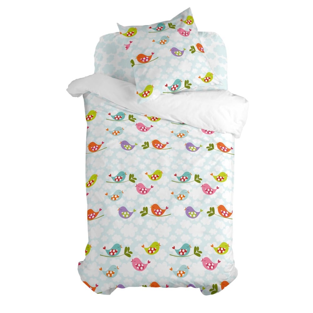 Duvet cover set HappyFriday Mr Fox Little birds Multicolour Single 2 Pieces