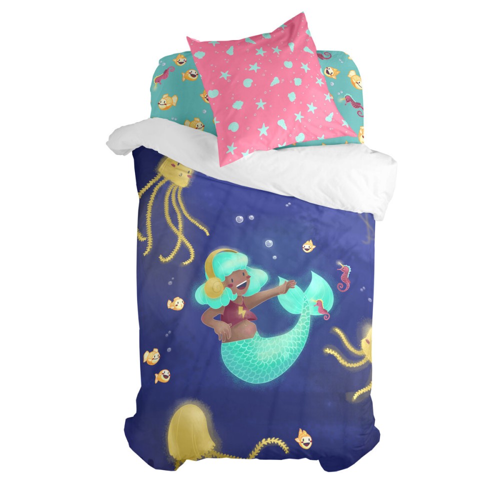 Duvet cover set HappyFriday Mr Fox Happy mermaid Multicolour Single 2 Pieces