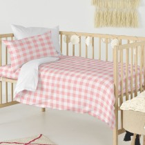 Parure de couette HappyFriday Basic Kids Rose Lit de bébé Vichy 2 Pièces