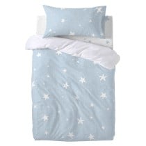 Duvet cover set HappyFriday Basic Kids Blue Baby Crib 2 Pieces