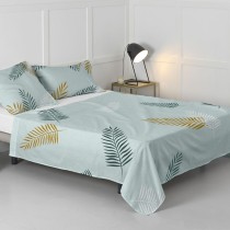 Drap HappyFriday Blanc Foliage Mint Multicouleur 240 x 270 cm