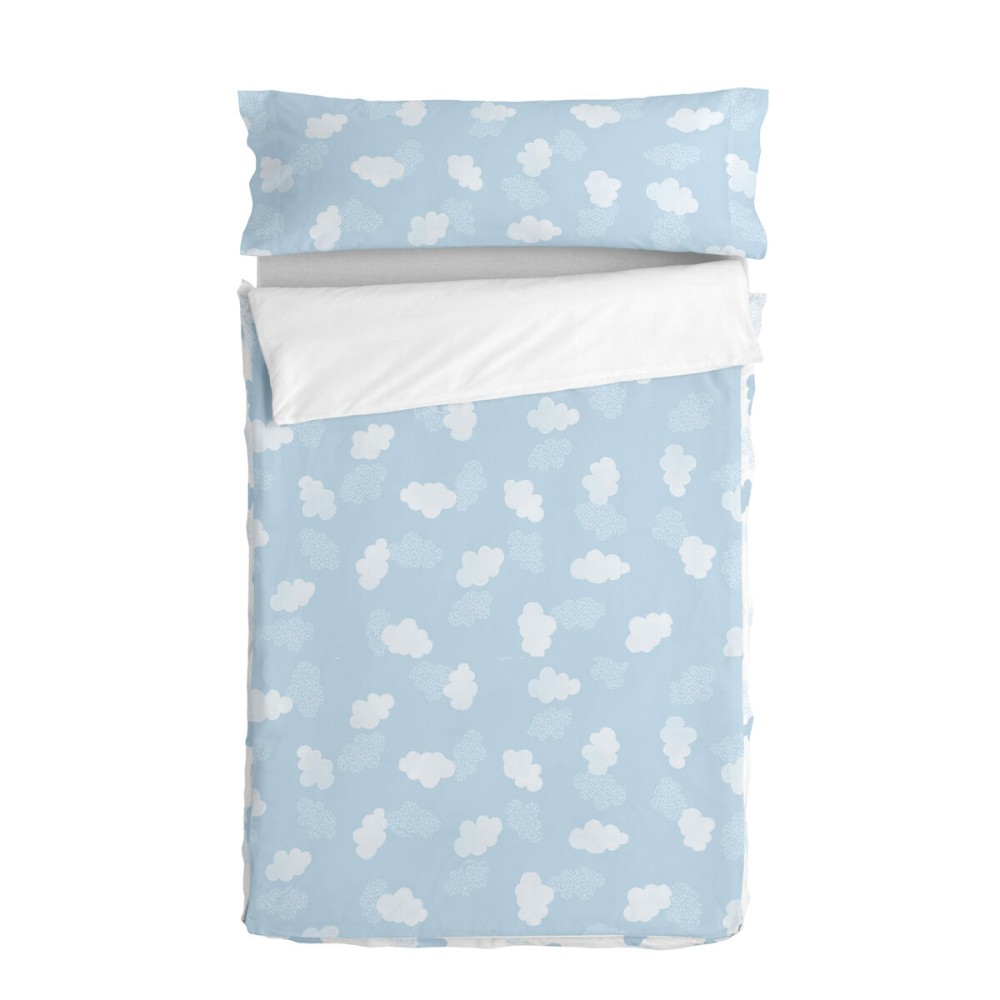 Quilt Cover without Filling HappyFriday Basic Kids Clouds Blue 90 x 200 cm