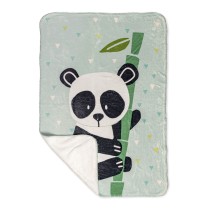 Couverture HappyFriday Moshi Moshi Panda Garden Blue Multicouleur Microfibre 110 x 140 cm