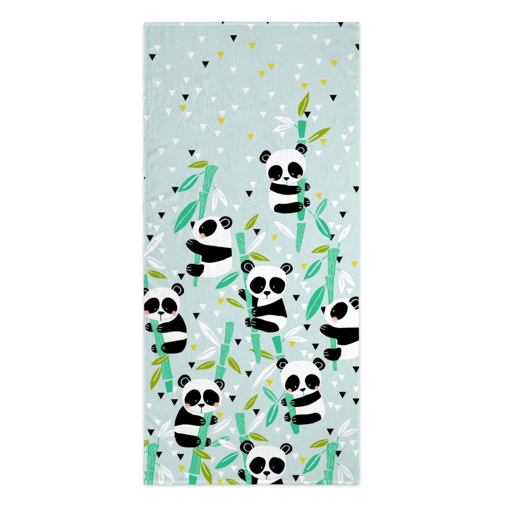 Bath towel HappyFriday Moshi Moshi Panda Garden Blue Multicolour 70 x 150 cm