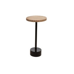 Beistelltisch Romimex Schwarz natürlich Metall Holz MDF 30 x 57 x 30 cm