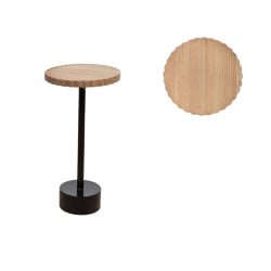 Side table Romimex Black Natural Metal MDF Wood 30 x 57 x 30 cm