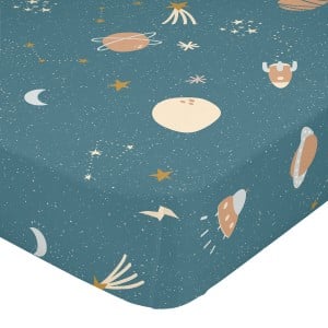 Fitted sheet HappyFriday Mini universe Multicolour Dark blue 70 x 140 x 14 cm