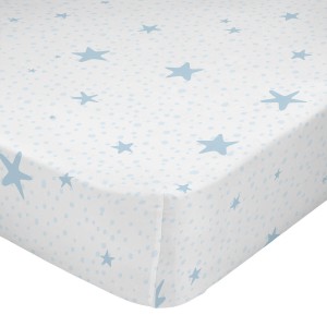 Bettlaken HappyFriday BASIC KIDS Blau Weiß 60 x 120 x 14 cm Sterne