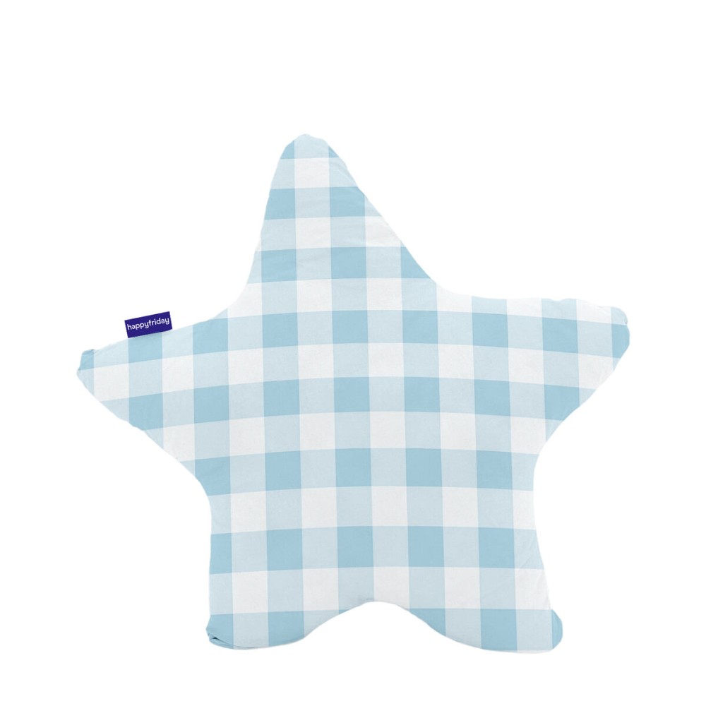 Cushion HappyFriday Basic Blue Star Gingham 50 x 50 cm