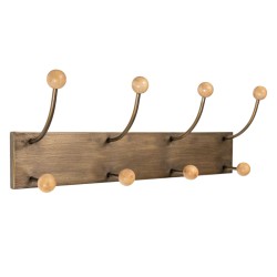 Wall mounted coat hanger Romimex Brown Metal Pine 51 x 19 x 13 cm