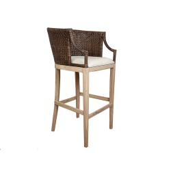 Stool Romimex Brown Natural Rattan Teak 58 x 110 x 60 cm