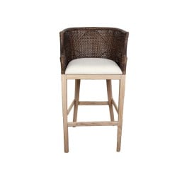 Stool Romimex Brown Natural Rattan Teak 58 x 110 x 60 cm