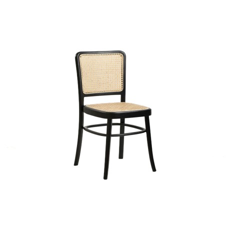 Stuhl Romimex Schwarz natürlich Rattan Teakholz 44 x 89 x 53 cm