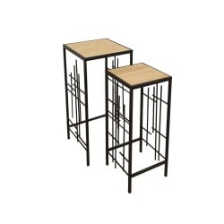 Tables set Romimex Black black Wood Metal 2 Pieces