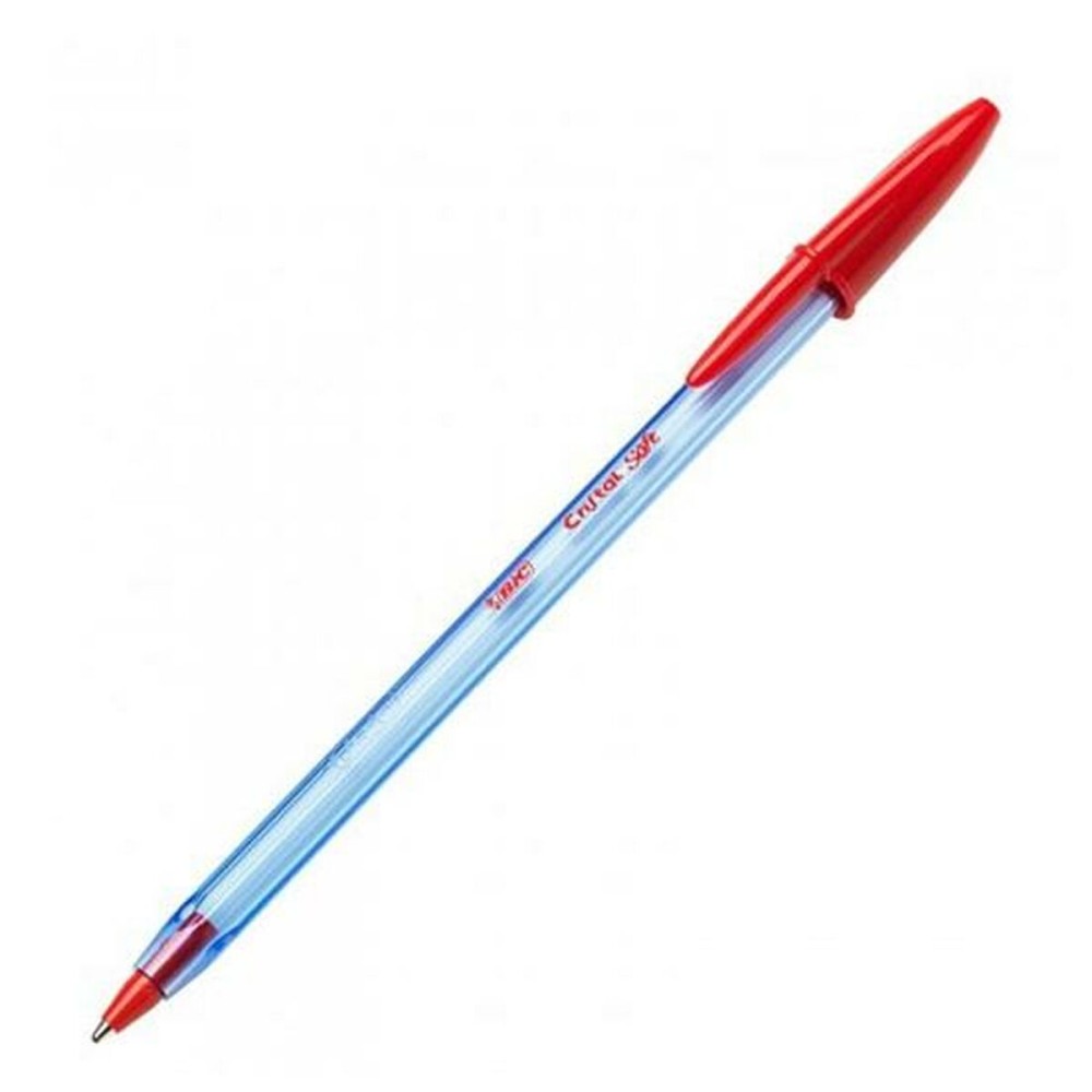 Crayon Bic Cristal Soft Rouge Transparent 1-2 mm 50 Pièces (50 Unités)