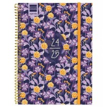 Diary Finocam 4º SVH Purple Multicolour Quarto 15,5 x 21,2 cm 2024-2025