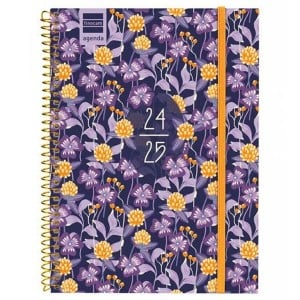 Diary Finocam 4º SVH Purple Multicolour Quarto 15,5 x 21,2 cm 2024-2025