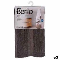 Serviette de toilette Berilo 89670 Gris 80 % coton 20 % Polyester 70 x 130 cm (3 Unités)