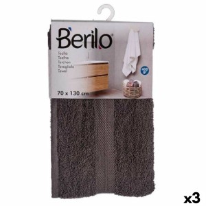 Bath towel Berilo 89670 Grey 80 % cotton 20 % Polyester 70 x 130 cm (3 Units)