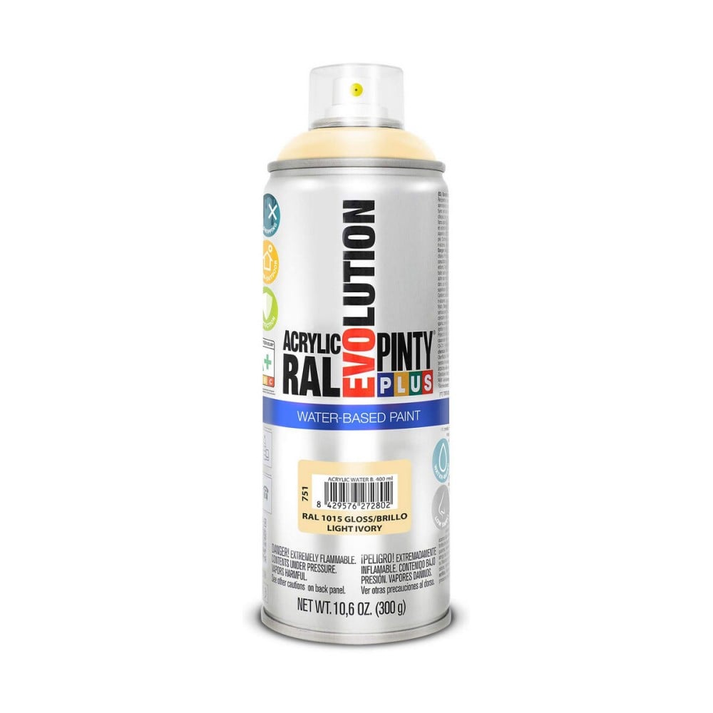 Peinture en spray Pintyplus Evolution RAL 1015 400 ml Base d'eau Light Ivory